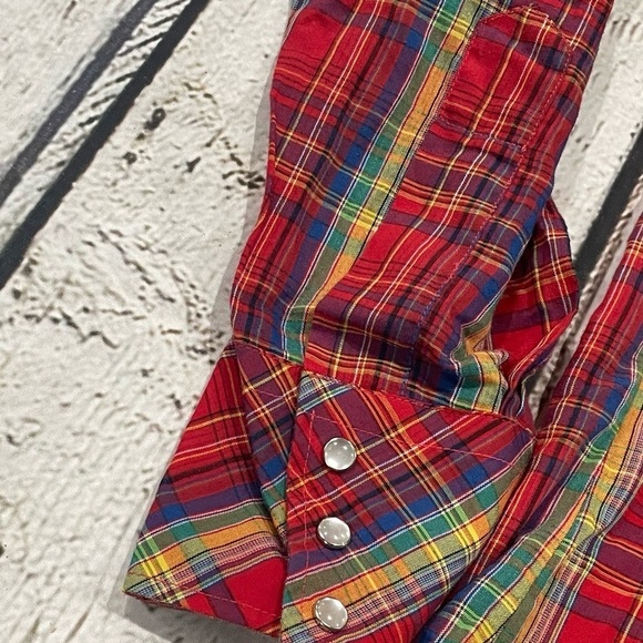 Vintage 80s Chute Plaid Western Pearl Snap Button Down Shirt - Picture 3 of 6